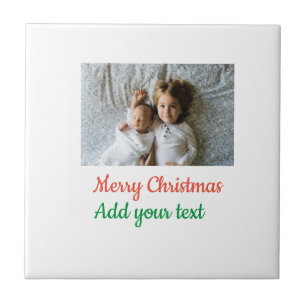 Simple minimal colorful add your name text image ceramic tile