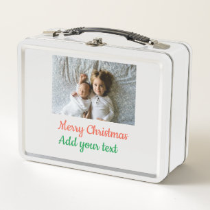 Simple minimal colorful add your name text image metal lunch box