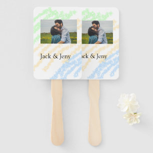 Simple minimal colorful glitter add name photo ima hand fan