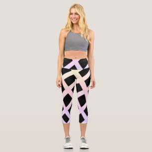 Simple minimal colorful stripes purple green custo capri leggings