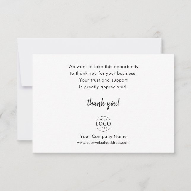 Simple Minimal Company Logo Business Thank You Note Card (Front)