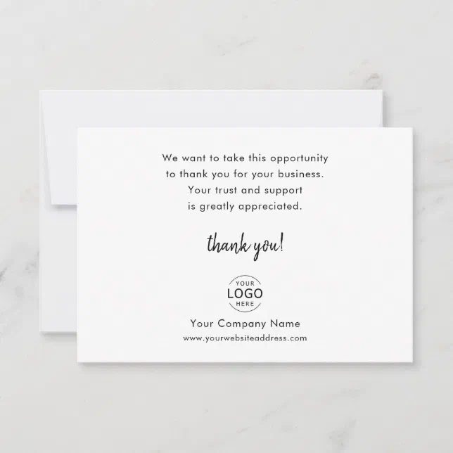 Simple Minimal Company Logo Business Thank You Note Card | Zazzle