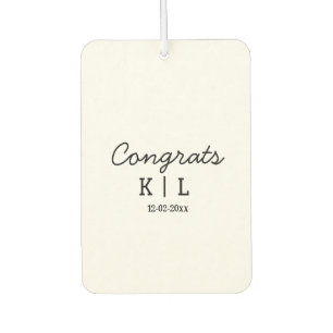 Simple minimal congrats add letters monogram date air freshener
