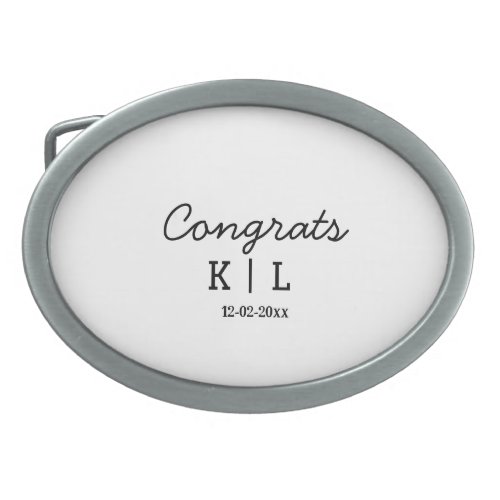 Simple minimal congrats add letters monogram date belt buckle
