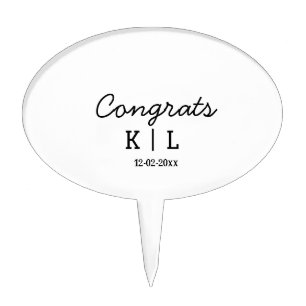 Simple minimal congrats add letters monogram date cake topper