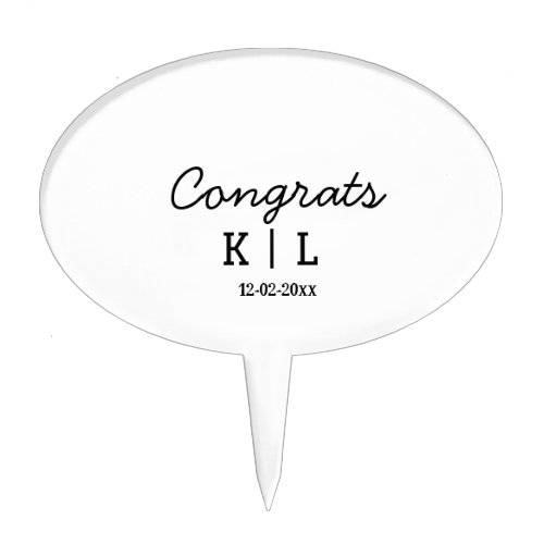 Simple minimal congrats add letters monogram date cake topper