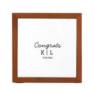 Simple minimal congrats add letters monogram date desk organizer