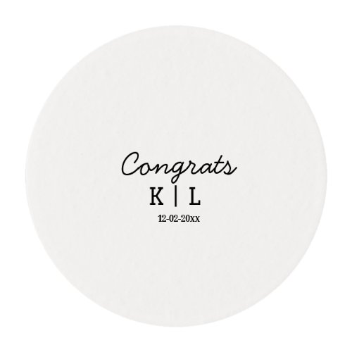 Simple minimal congrats add letters monogram date edible frosting rounds