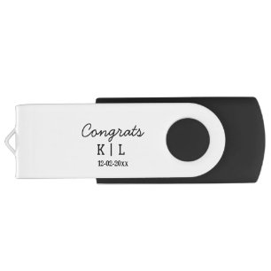 Simple minimal congrats add letters monogram date flash drive