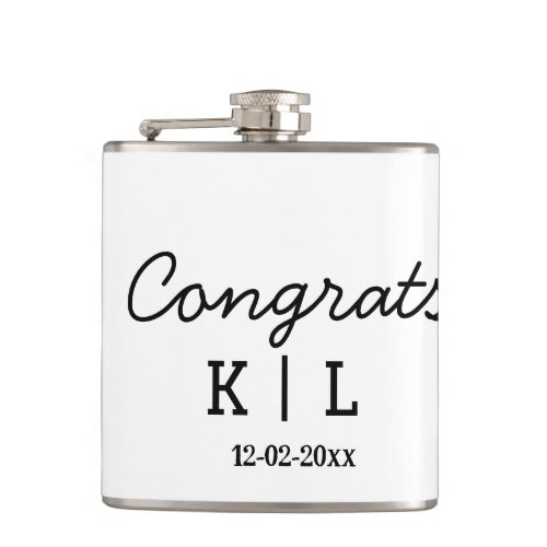 Simple minimal congrats add letters monogram date flask