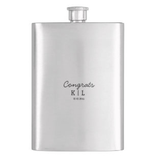 Simple minimal congrats add letters monogram date flask