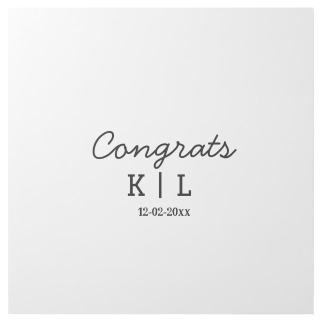 Simple minimal congrats add letters monogram date gallery wrap (Front)