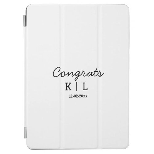 Simple minimal congrats add letters monogram date iPad air cover