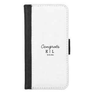 Simple minimal congrats add letters monogram date iPhone 8/7 wallet case