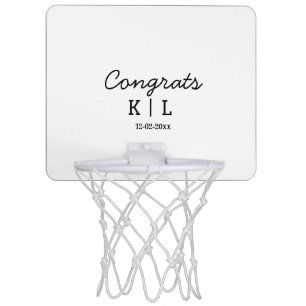 Simple minimal congrats add letters monogram date mini basketball hoop