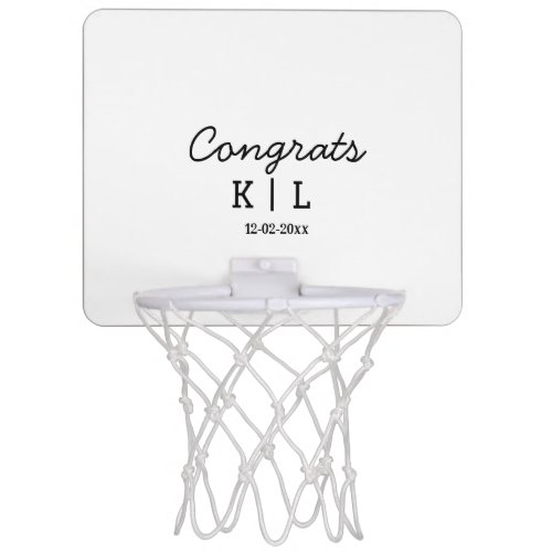 Simple minimal congrats add letters monogram date mini basketball hoop