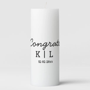 Simple minimal congrats add letters monogram date pillar candle