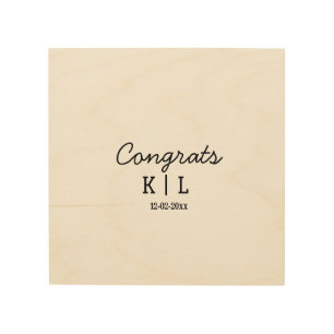 Simple minimal congrats add letters monogram date wood wall art