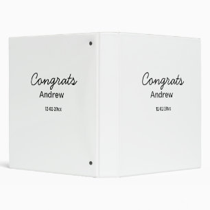 Simple minimal congrats add name date year graduat 3 ring binder