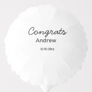 Simple minimal congrats add name date year graduat balloon
