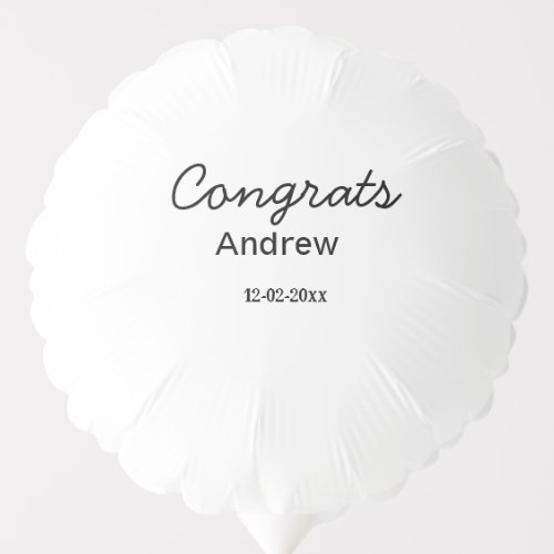 Simple minimal congrats add name date year graduat balloon