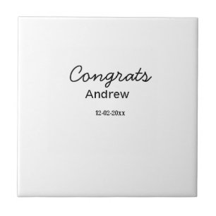 Simple minimal congrats add name date year graduat ceramic tile