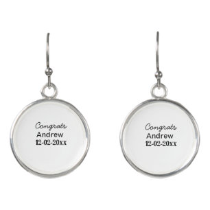 Simple minimal congrats add name date year graduat earrings