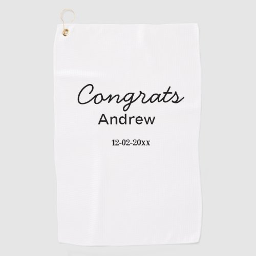 Simple minimal congrats add name date year graduat golf towel