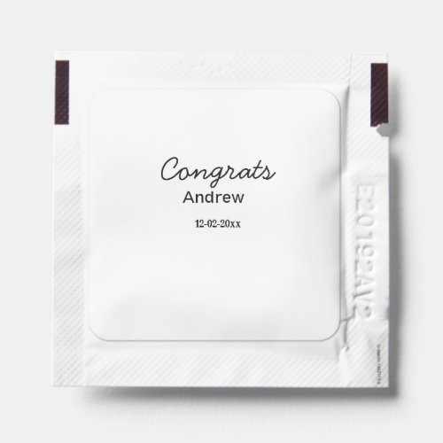 Simple minimal congrats add name date year graduat hand sanitizer packet