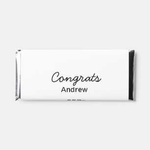 Simple minimal congrats add name date year graduat hershey bar favors