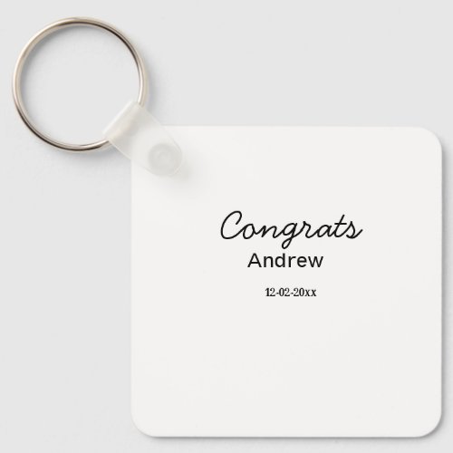 Simple minimal congrats add name date year graduat keychain