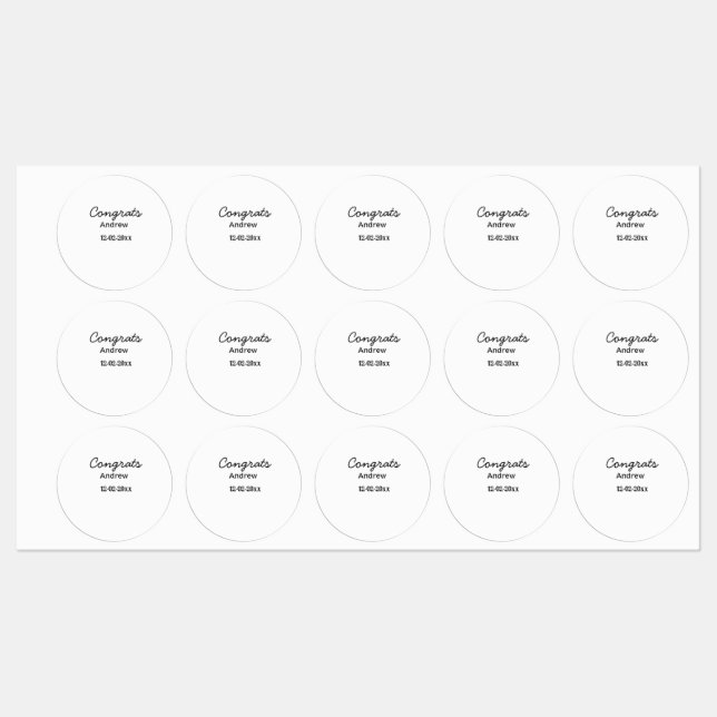 Simple minimal congrats add name date year graduat labels (Sheet)