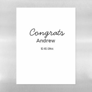 Simple minimal congrats add name date year graduat magnetic dry erase sheet