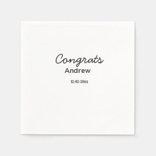 Simple minimal congrats add name date year graduat napkins