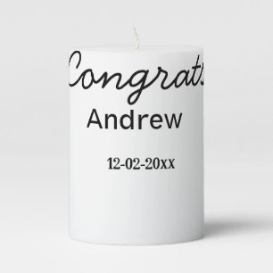 Simple minimal congrats add name date year graduat pillar candle