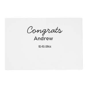 Simple minimal congrats add name date year graduat placemat