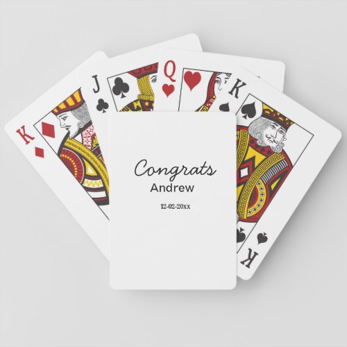 Simple minimal congrats add name date year graduat playing cards