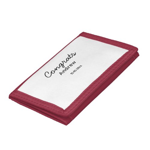 Simple minimal congrats add name date year graduat trifold wallet