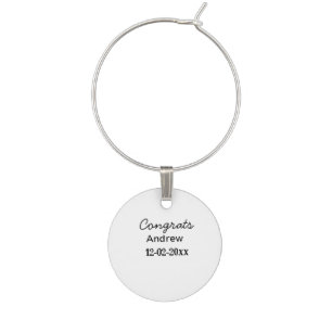 Simple minimal congrats add name date year graduat wine charm