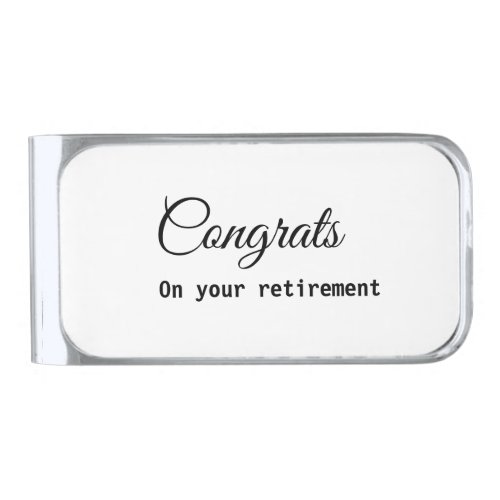 Simple minimal congratulating retirement name silver finish money clip