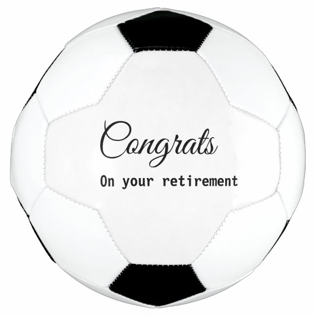 Simple minimal congratulating retirement name soccer ball (Front)