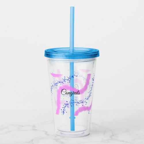 Simple minimal congratulations add your text name  acrylic tumbler