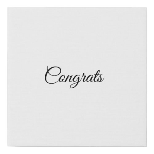 Simple minimal congratulations add your text name  faux canvas print