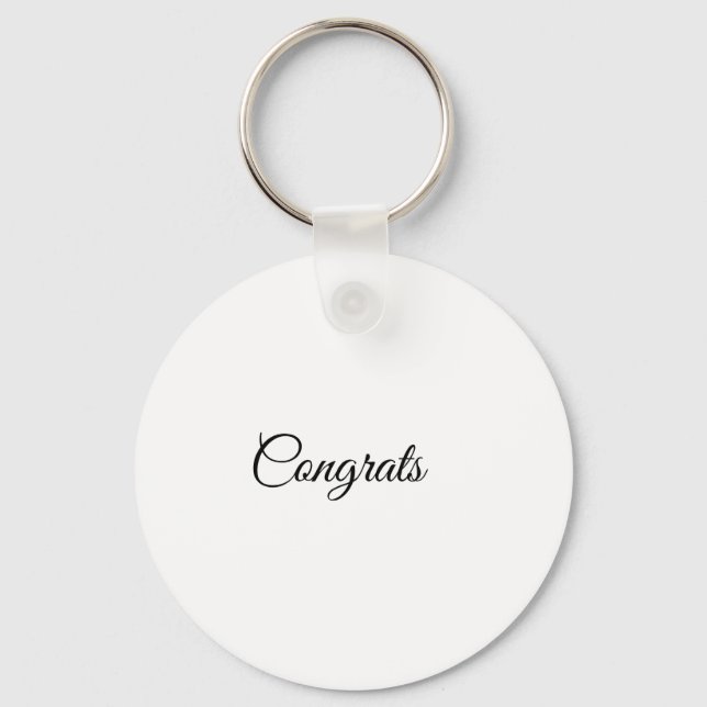 Simple minimal congratulations add your text name  keychain (Front)