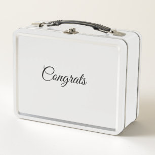 Simple minimal congratulations add your text name  metal lunch box