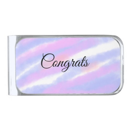 Simple minimal congratulations add your text name  silver finish money clip