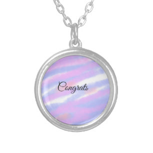 Simple minimal congratulations add your text name silver plated necklace