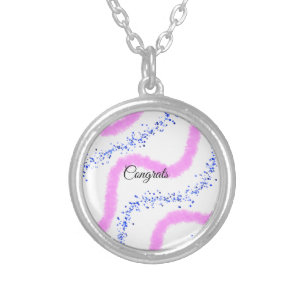 Simple minimal congratulations add your text name silver plated necklace