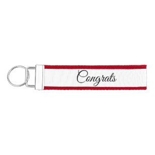 Simple minimal congratulations add your text name wrist keychain