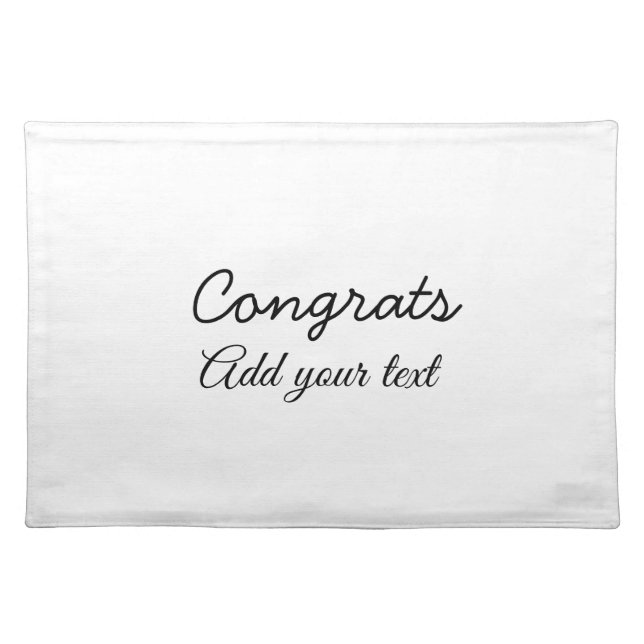 Simple minimal congratulations graduation add your cloth placemat (Front)